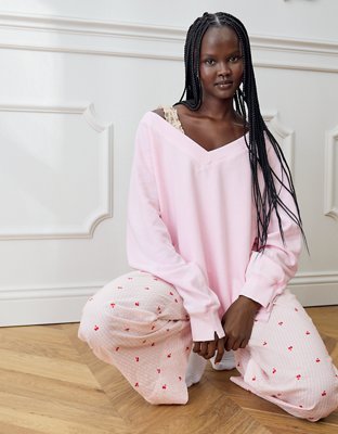 Aerie Downtime Textured V-Neck Sweatshirt