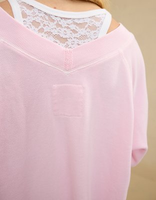 Aerie Downtime Textured V-Neck Sweatshirt
