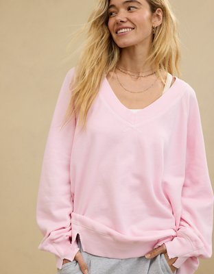 Aerie Downtime Textured V-Neck Sweatshirt