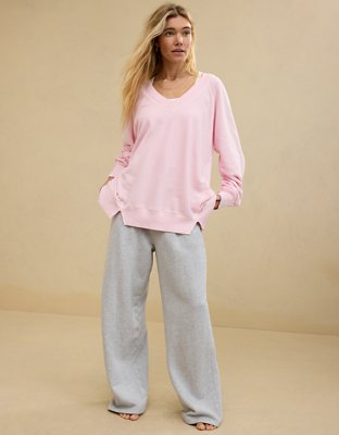 Aerie Downtime Textured V-Neck Sweatshirt