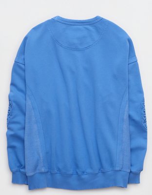 Aerie Keep It Light Crochet Crew Sweatshirt