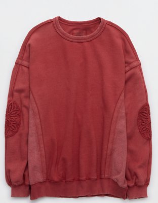 Aerie Keep It Light Crochet Crew Sweatshirt