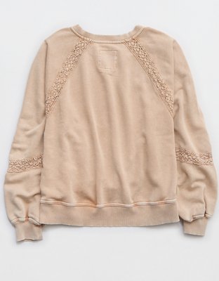 Aerie Hey Sweatshirt con Detalle de Crochet