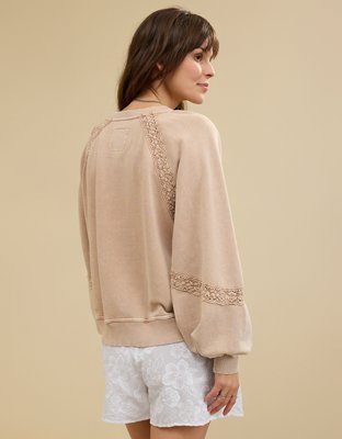 Aerie Hey Sweatshirt con Detalle de Crochet
