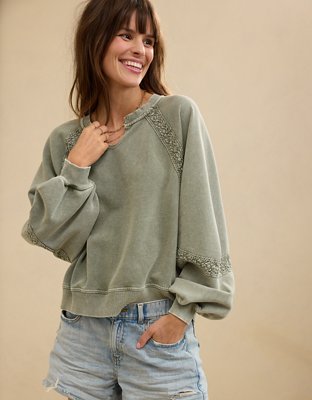 Aerie Hey Crochet Sweatshirt