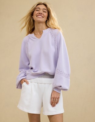 Aerie Hey Sweatshirt con Detalle de Crochet