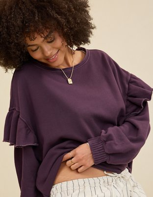 Chandail en molleton avec manches à volants Aerie