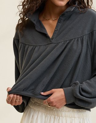 Aerie Soft Life Button Sweatshirt