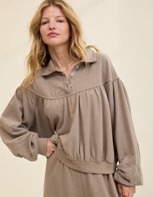 Aerie Soft Life Button Sweatshirt