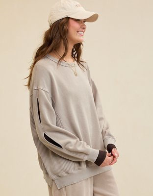 トップス aurge Silky Sweat wide-pullover Aerie Très Chic Keyhole Sweatshirt | Aerie