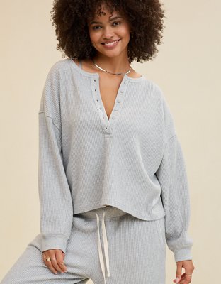 Aerie Waffle Henley Sweatshirt