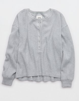 Aerie Waffle Henley Sweatshirt