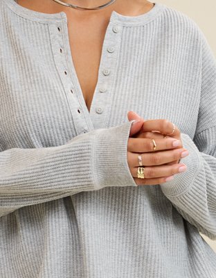 Aerie Waffle Henley Sweatshirt
