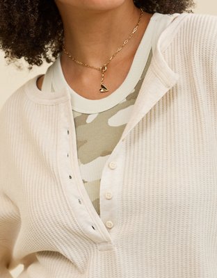 Aerie Waffle Henley Sweatshirt