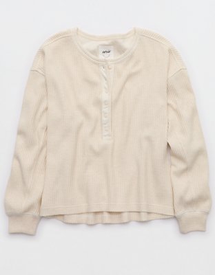 Aerie Waffle Henley Sweatshirt