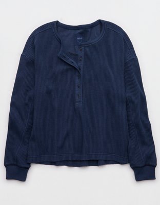 Aerie Waffle Henley Sweatshirt
