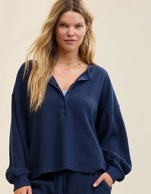 Aerie Waffle Henley Sweatshirt