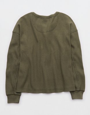 Aerie Waffle Henley Sweatshirt