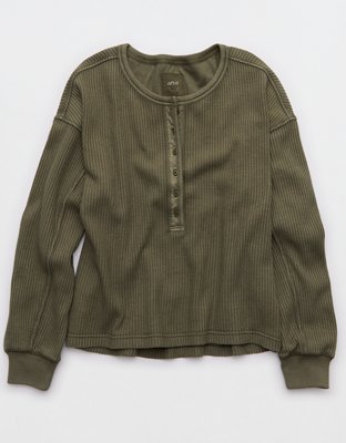 Aerie Waffle Henley Sweatshirt