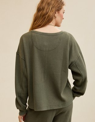 Aerie Waffle Henley Sweatshirt