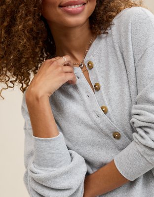 Aerie Sherpa Henley Sweatshirt