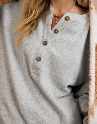 Aerie Sherpa Henley Sweatshirt