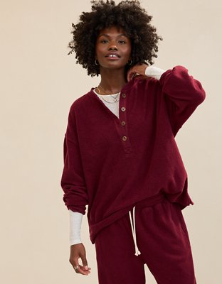 Aerie Sherpa Henley Sweatshirt