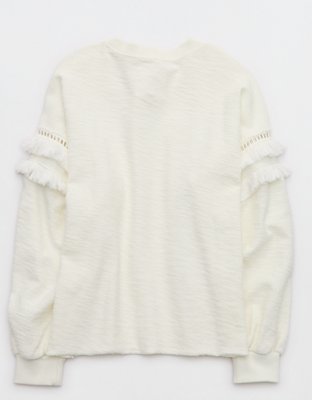 Aerie Textured Oversized Crew Sweatshirt | Aerie