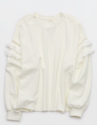Aerie Textured Oversized Crew Sweatshirt