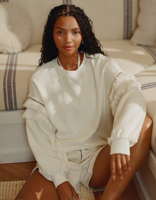 Aerie Textured Oversized Crew Sweatshirt