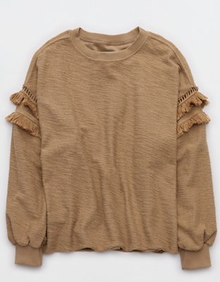 Aerie Textured Oversized Crew Sweatshirt