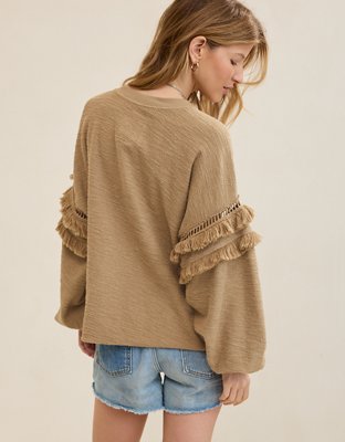 Aerie Textured Oversized Crew Sweatshirt