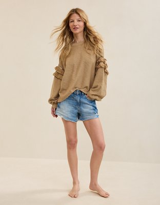 Aerie Textured Oversized Crew Sweatshirt