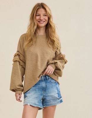 Aerie Textured Oversized Crew Sweatshirt