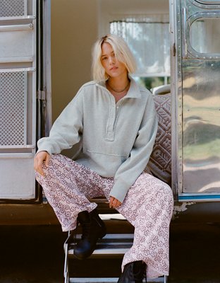 Aerie Vintage Popover Polo Sweatshirt