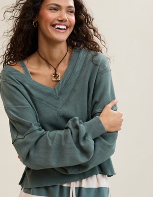 Aerie Sweatshirt Favorita con Cuello en V