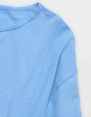 Женская футболка Aerie Unwind Waffle, цвет: Небесно-голубой — фото 6