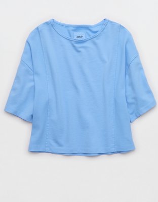 Женская футболка Aerie Unwind Waffle, цвет: Небесно-голубой — фото 3