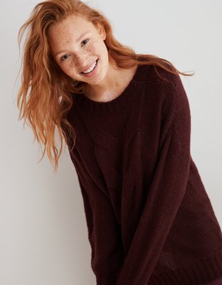 Aerie Oversized Happy Place Cable Sweater