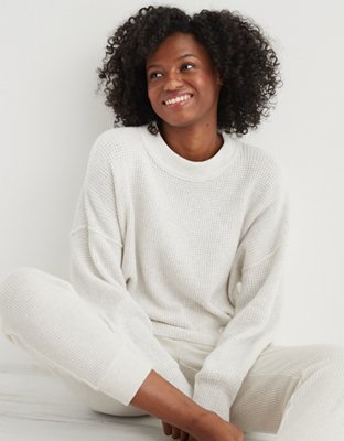 Aerie Waffle Oversized Crew Sweater