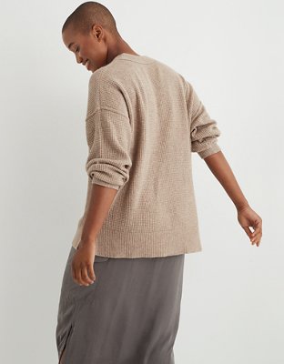 Aerie Waffle Oversized Crew Sweater