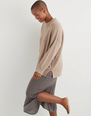 Aerie Waffle Oversized Crew Sweater