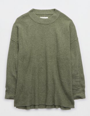 Aerie Waffle Oversized Crew Sweater