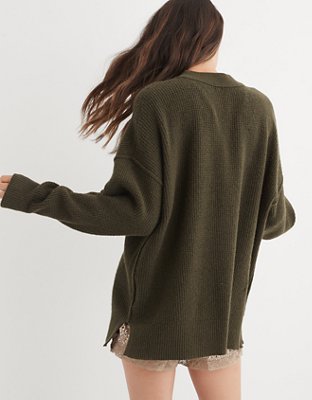 Aerie Waffle Oversized Crew Sweater