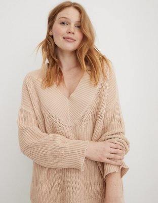 Aerie Wide V Neck Oversized Pullover Sweater