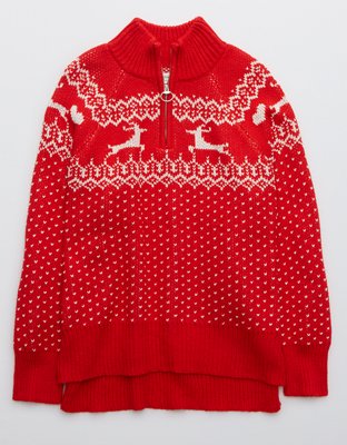 Aerie Festive Feels! Quarter Zip Sweater