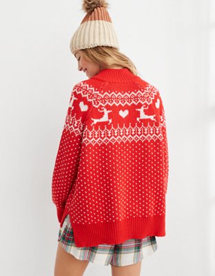 Aerie Festive Feels! Quarter Zip Sweater