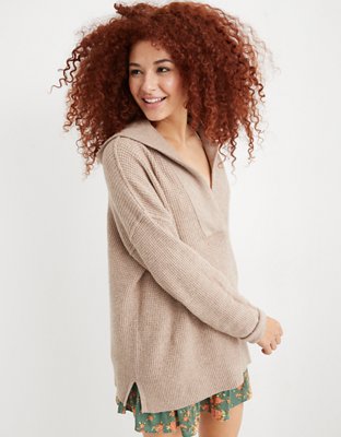 Aerie CozyUp Waffle Sweater Hoodie