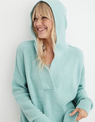 Aerie CozyUp Waffle Sweater Hoodie