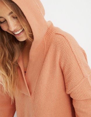 Aerie CozyUp Waffle Sweater Hoodie